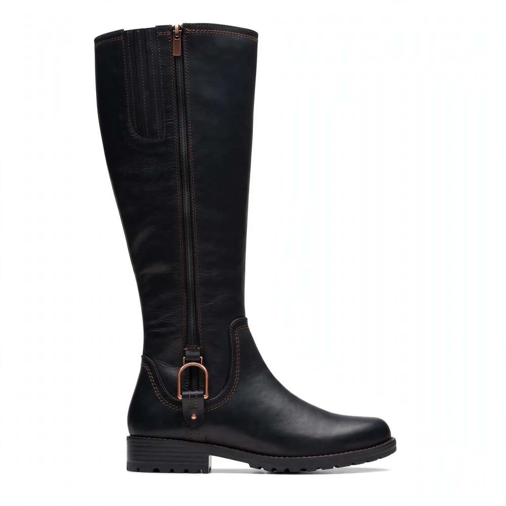 Size 7 - Clarks Aspra Hi Knee High Riding Boots Black Leather 2617495 - Equestri - Picture 2 of 7